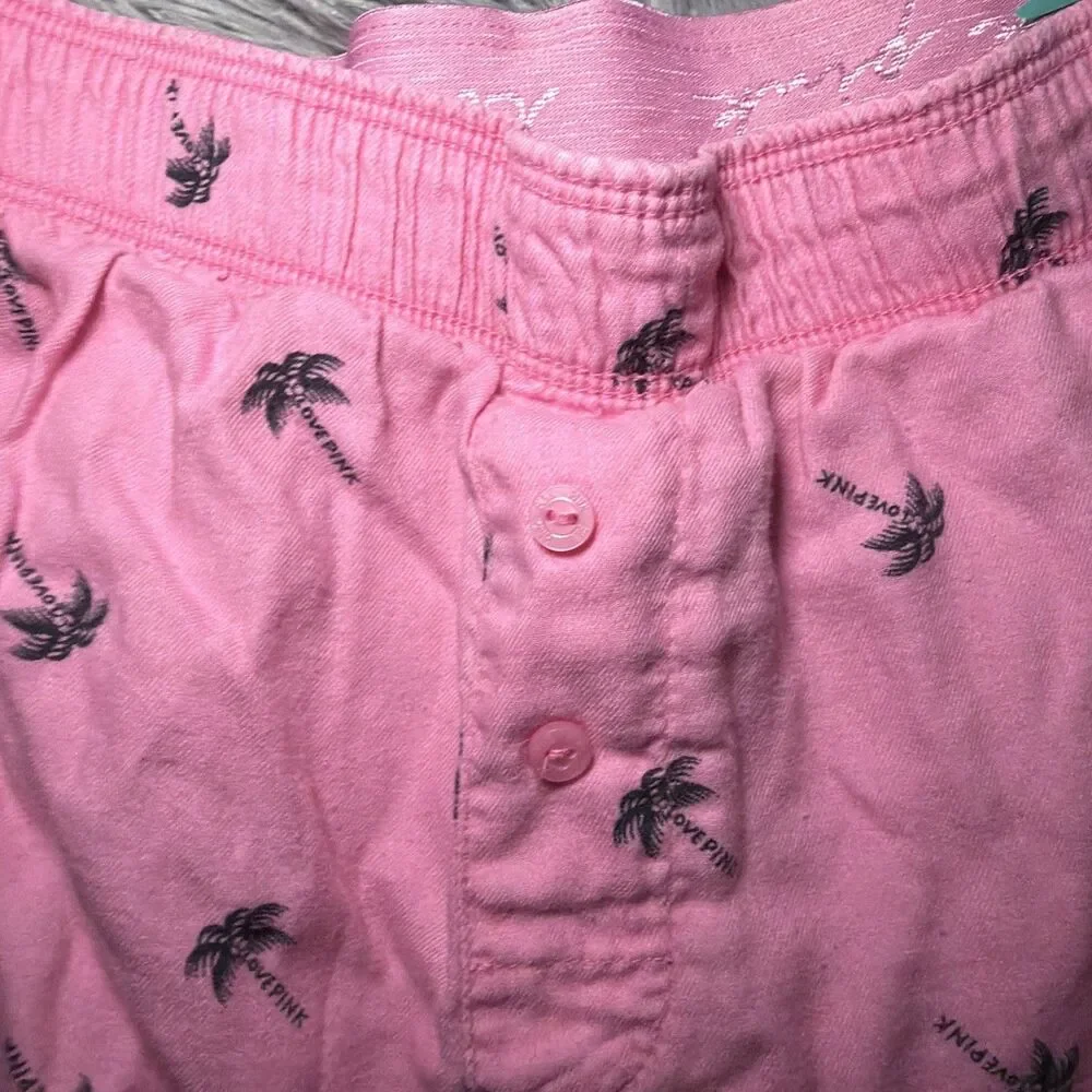 Victoria's Secret‎ PINK Logo Cotton Elastic Waist PJ Short Sleepwear Pink XS